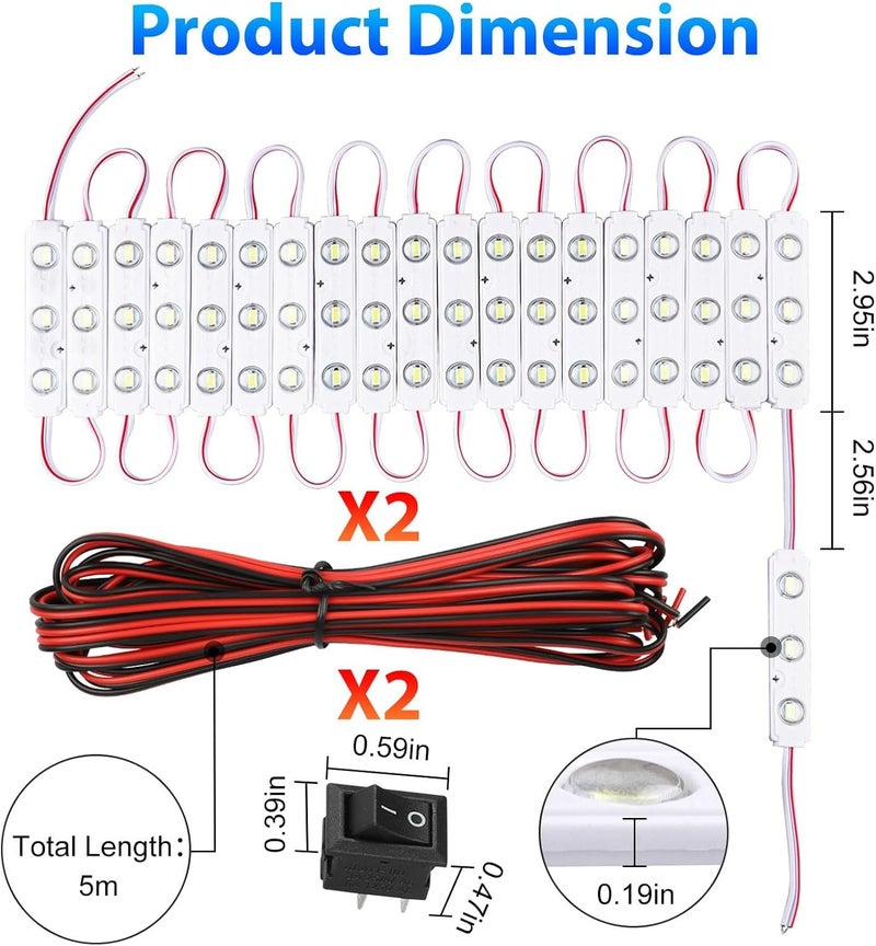 Linkstyle 12V 120 LEDs Van Interior Light Kits, 12V LED Light Strip LED Module Lights Ceiling Lamp for Car Van Truck Auto Vehicle Christmas, 40 Modules - Image 5